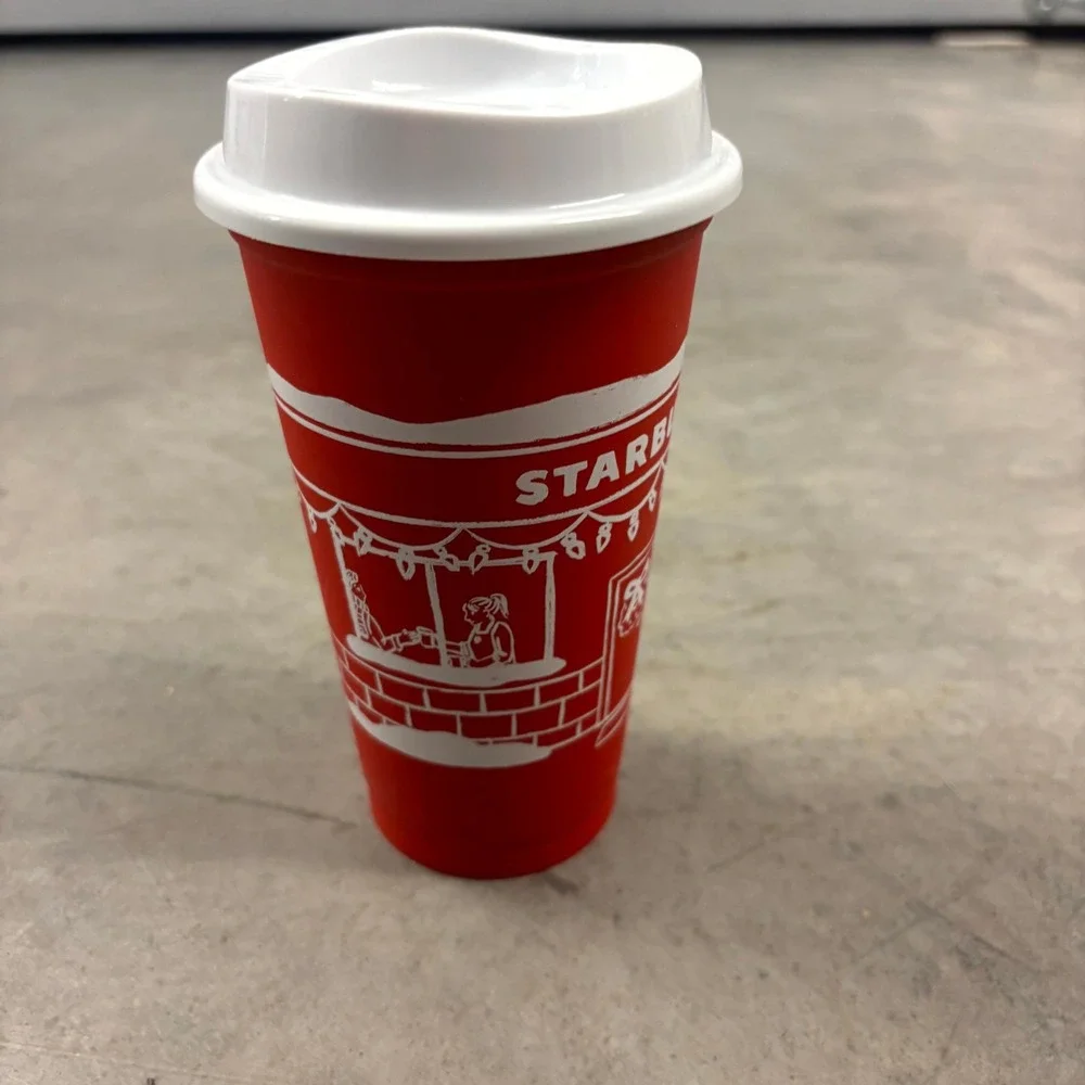 Starbucks Red Holiday Reusable Hot Cup 16oz Cheers Christmas Travel Tumbler Lid